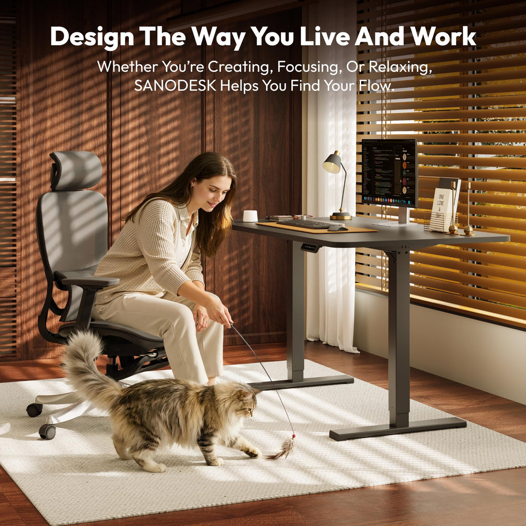 SANODESK Electric Standing Desk 110 * 54 One Piece Height Adjustable Desk With Memory Smart Panel Sit Stand Table With Hooks for Home Office - image 2