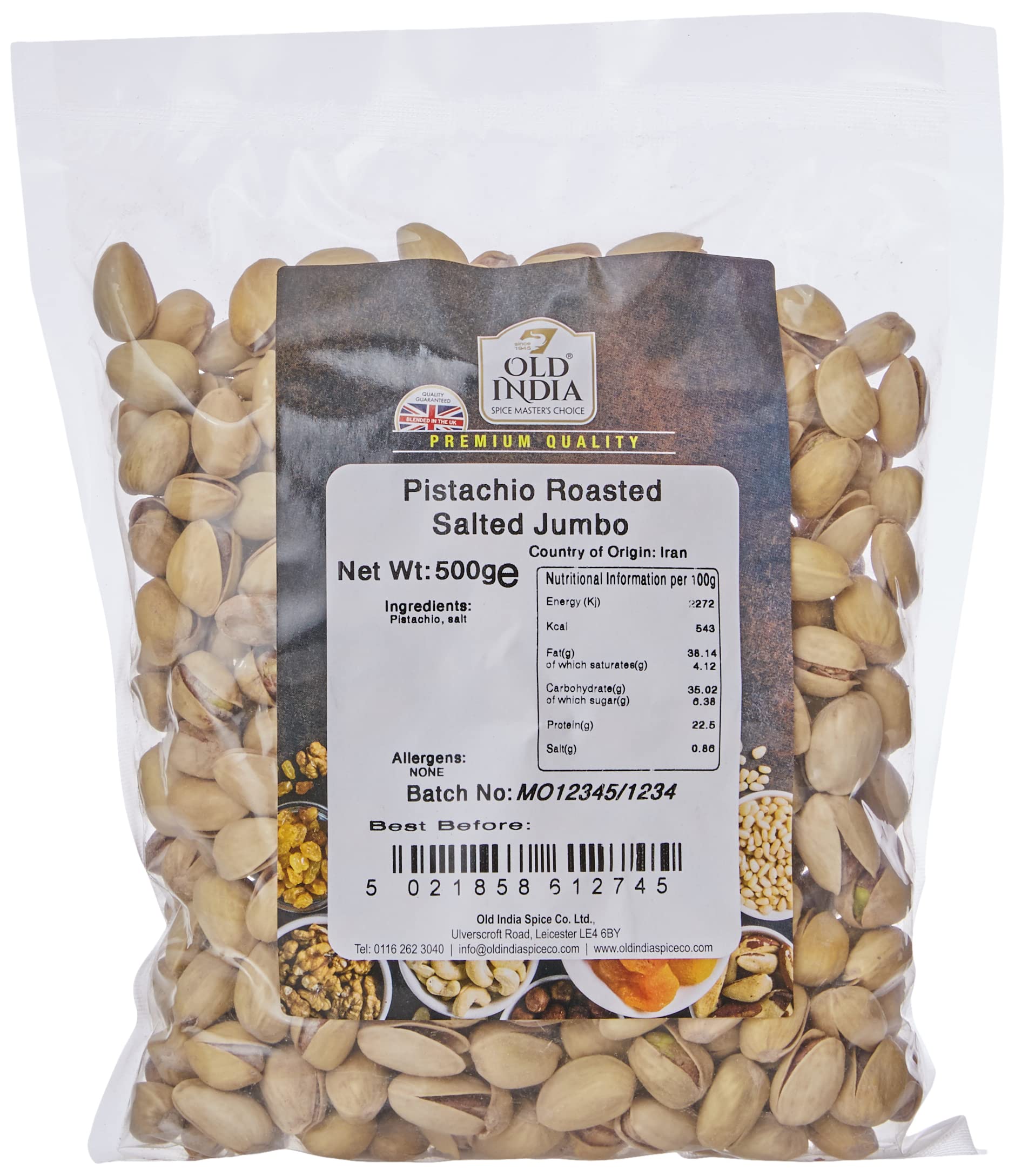 Old India Roasted Salted Jumbo Pistachios – Premium Gourmet Nuts 500g