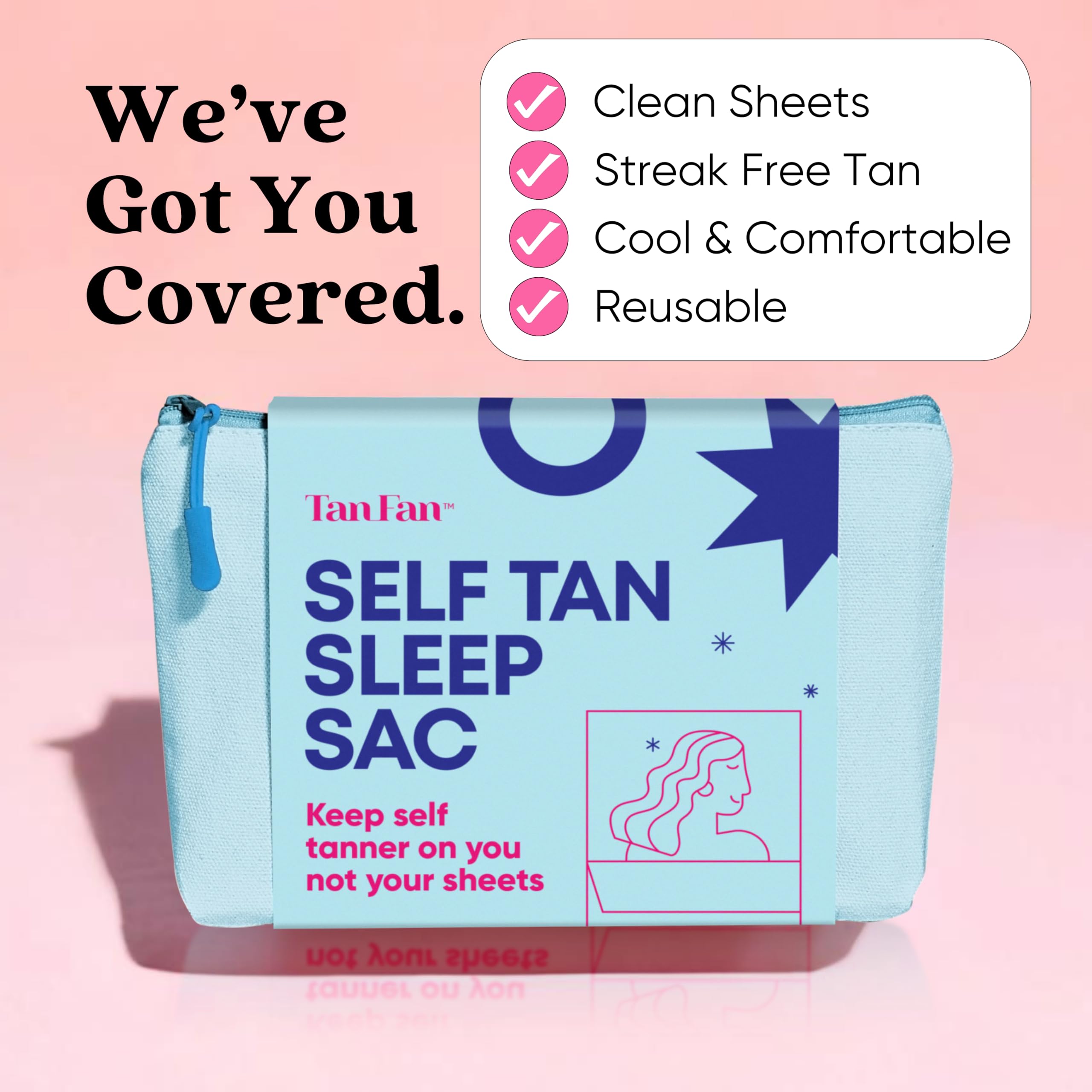 Tan Fan Self Tan Sleep Sac – Cooling Silky Poly Tanning Bedding Protector
