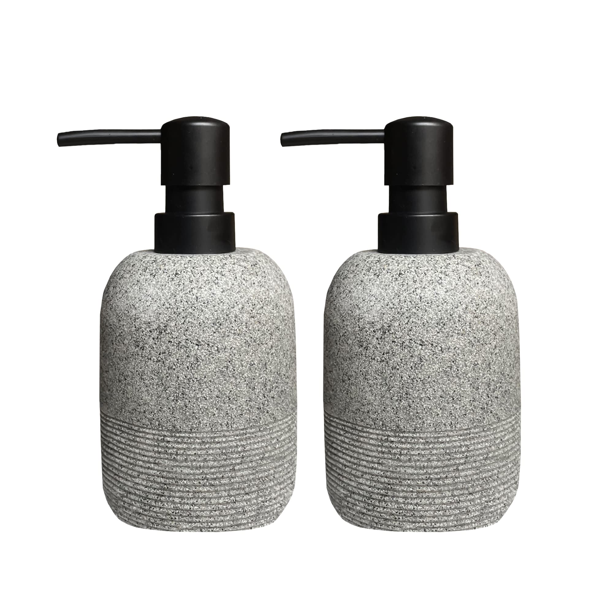 2-Piece Grey Resin Soap Dispenser Set for Bathroom & Kitchen