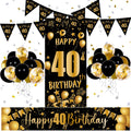 Jolof Store 40th Birthday Decorations - Black and Gold Banner & Balloon Kit