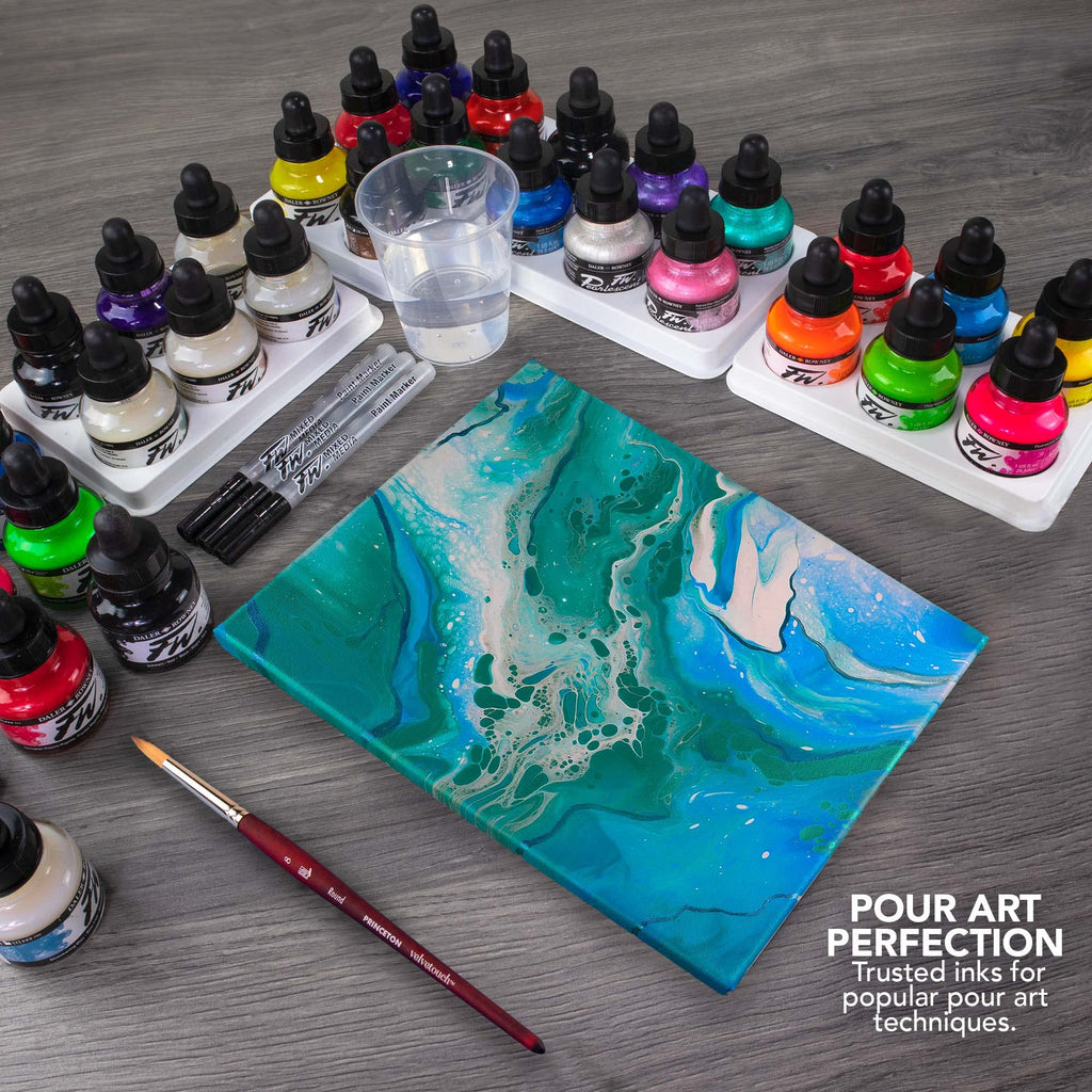 Daler-Rowney FW Acrylic Ink Primary Set | 6 x 29.5ml & Mixed Media Marker