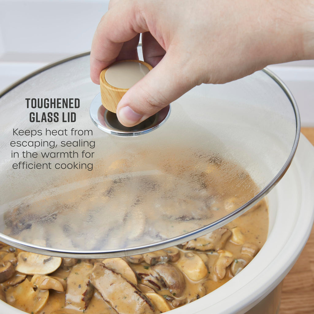Swan Nordic Slow Cooker – 3.5L Ceramic Pot with Glass Lid, Oatmeal