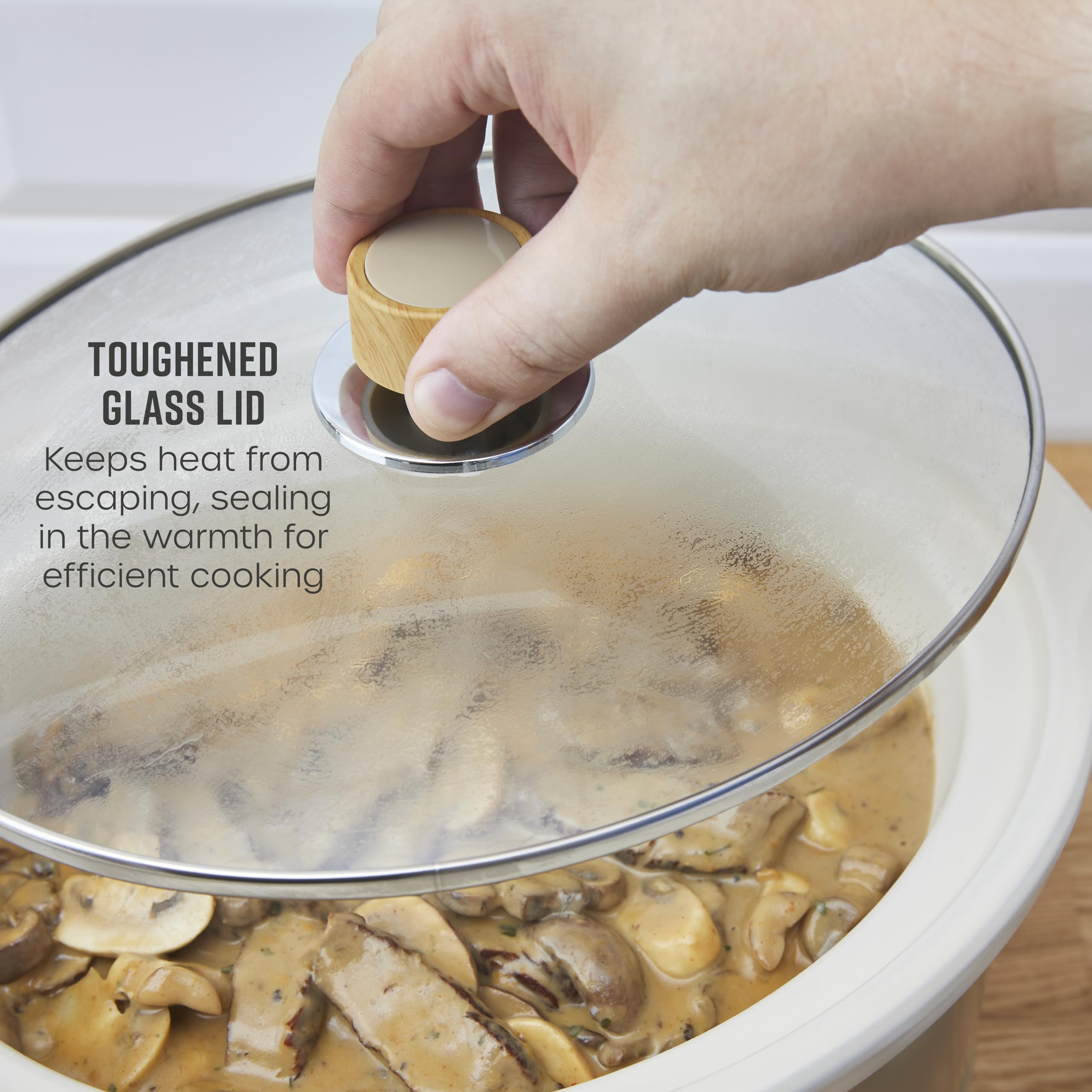 Swan Nordic Slow Cooker – 3.5L Ceramic Pot with Glass Lid, Oatmeal