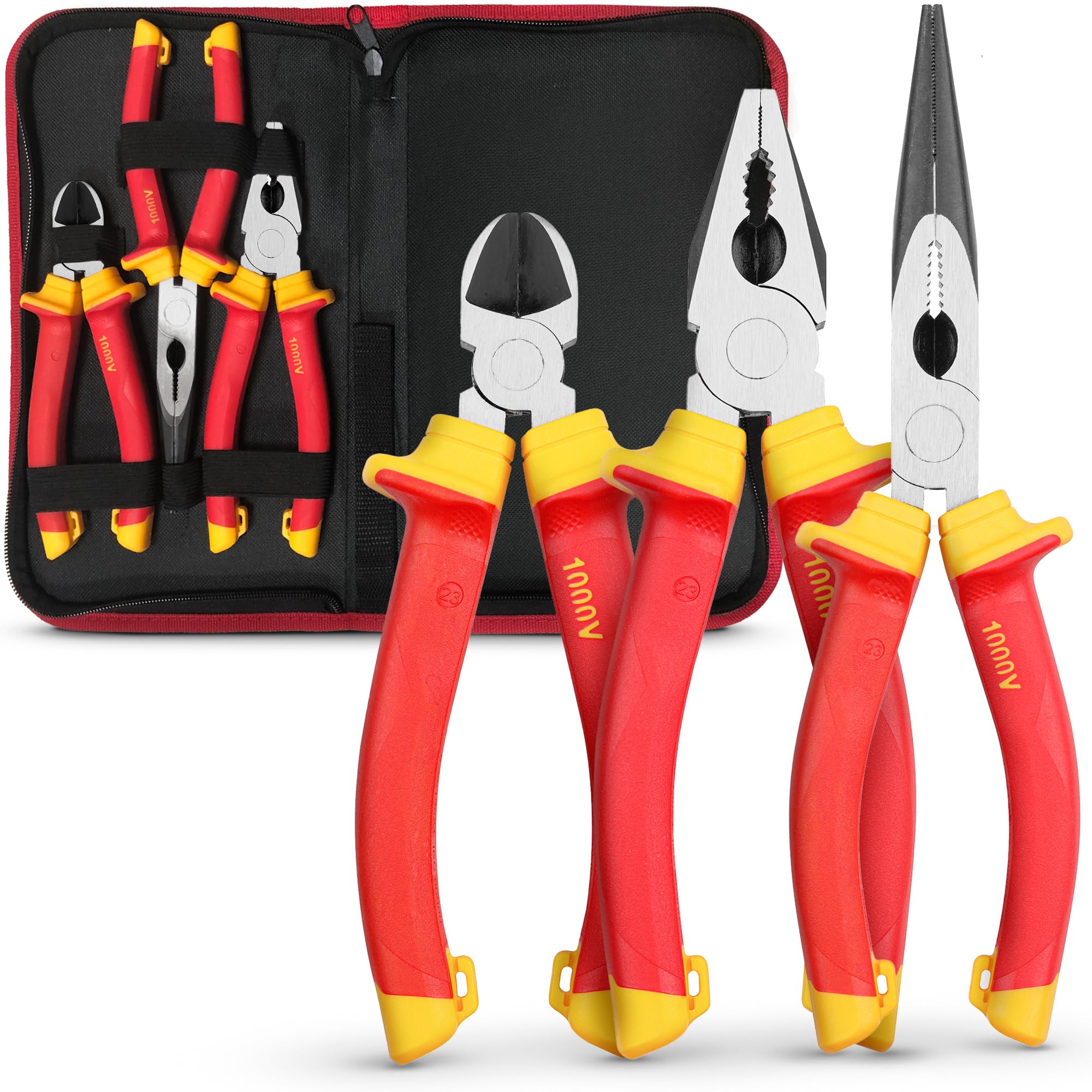 Effektwerk 3pc Electricians Pliers Set | Insulated VDE Heavy-Duty