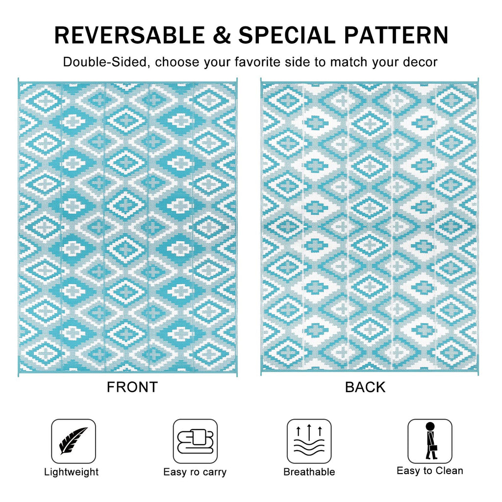 Enyhom Outdoor Rug | 150x240cm Reversible Plastic Straw Picnic Mat