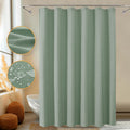 FY&XZH Heavy-Duty Linen Fabric Shower Curtain with Hooks – Gray Green