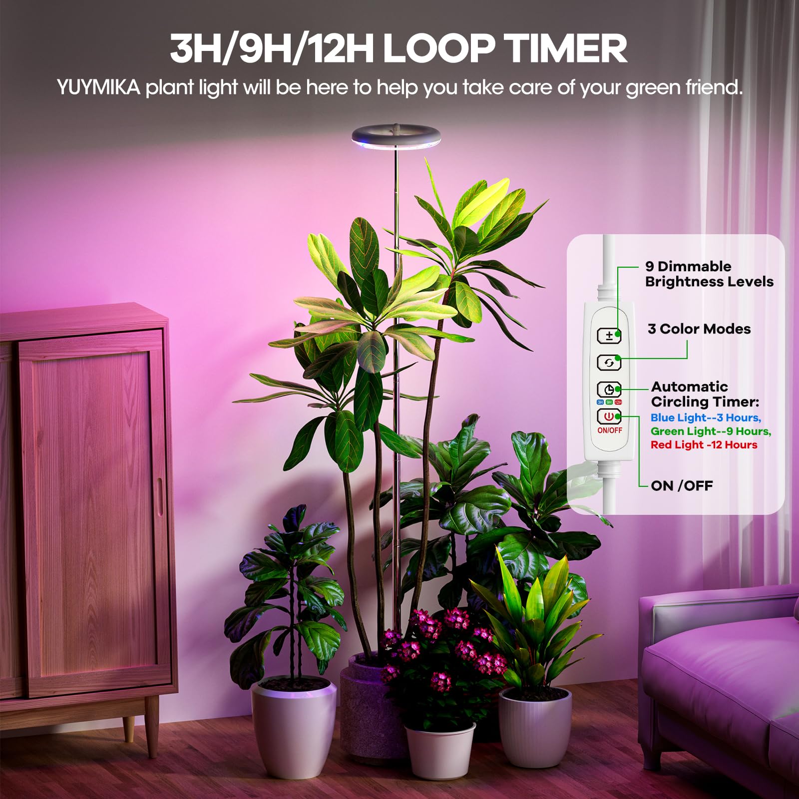 YUYMIKA Full Spectrum LED Grow Lights for Indoor Plants | 160CM Adjustable