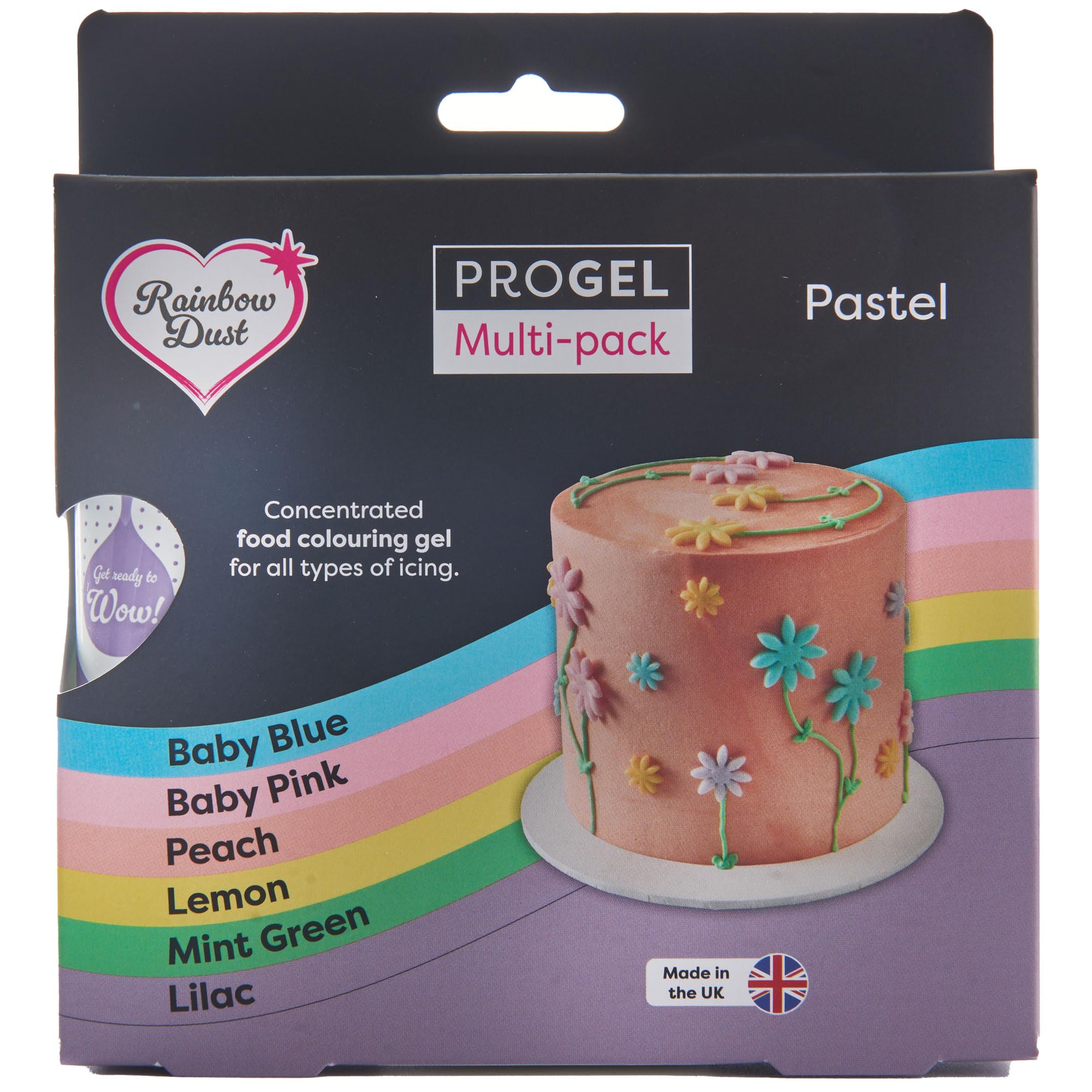 Rainbow Dust ProGel Pastel Food Colouring Gel - 6 Tube Multipack