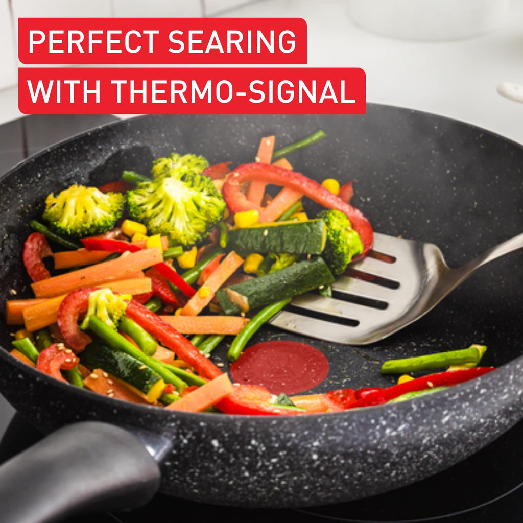 Tefal Titanium Stone Non-Stick Wok – 28cm Induction & Metal Spatula Safe