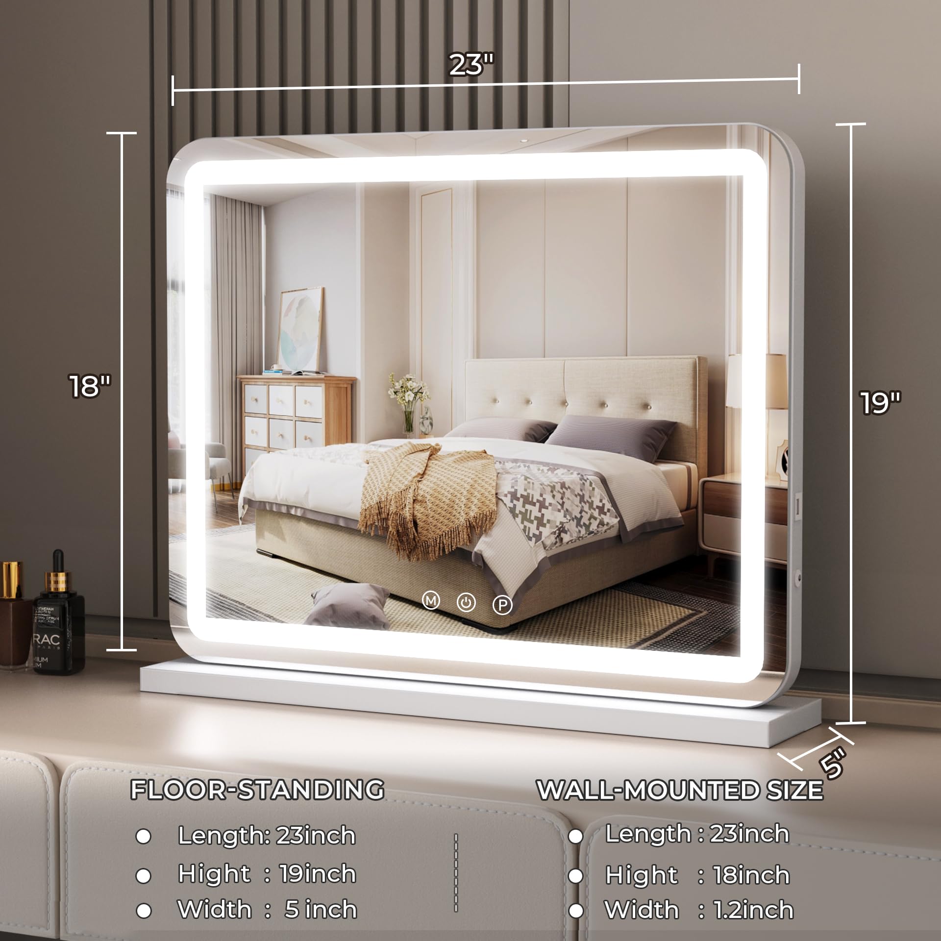 ZL ZELing Large Vanity Mirror with Lights | Dimmable LED Makeup Mirror