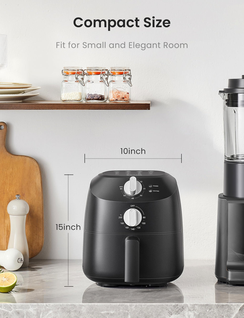 Midea 2L Small Air Fryer – 1150W Compact Multi-Cooker, BPA-Free Black