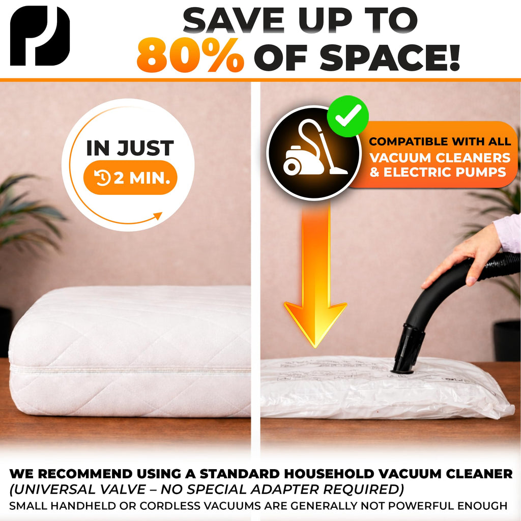 PACKDUDE Mattress Vacuum Bag for Double & King Size up to 200×160cm 79”×63” Bag Size: 240×200cm / 94.5”×78.7”