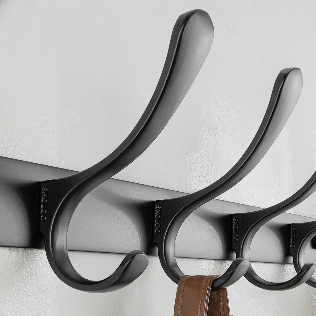 SKOLOO Coat Rack Wall Mounted - 6 Hooks, Heavy Duty, Stainless Steel, Metal Wall Coat Hanger, Sturdy Wall Hooks for Hanging Coat, Jacket, Clothes - image 4
