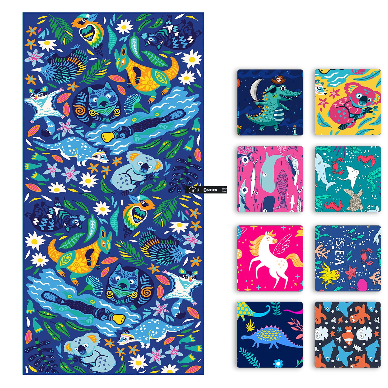 DARCHEN Microfiber Beach Towel – Quick Dry Sand-Free Travel Towel