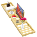 Expandable Bamboo Bath Tray – Wooden Bathtub Caddy Organizer