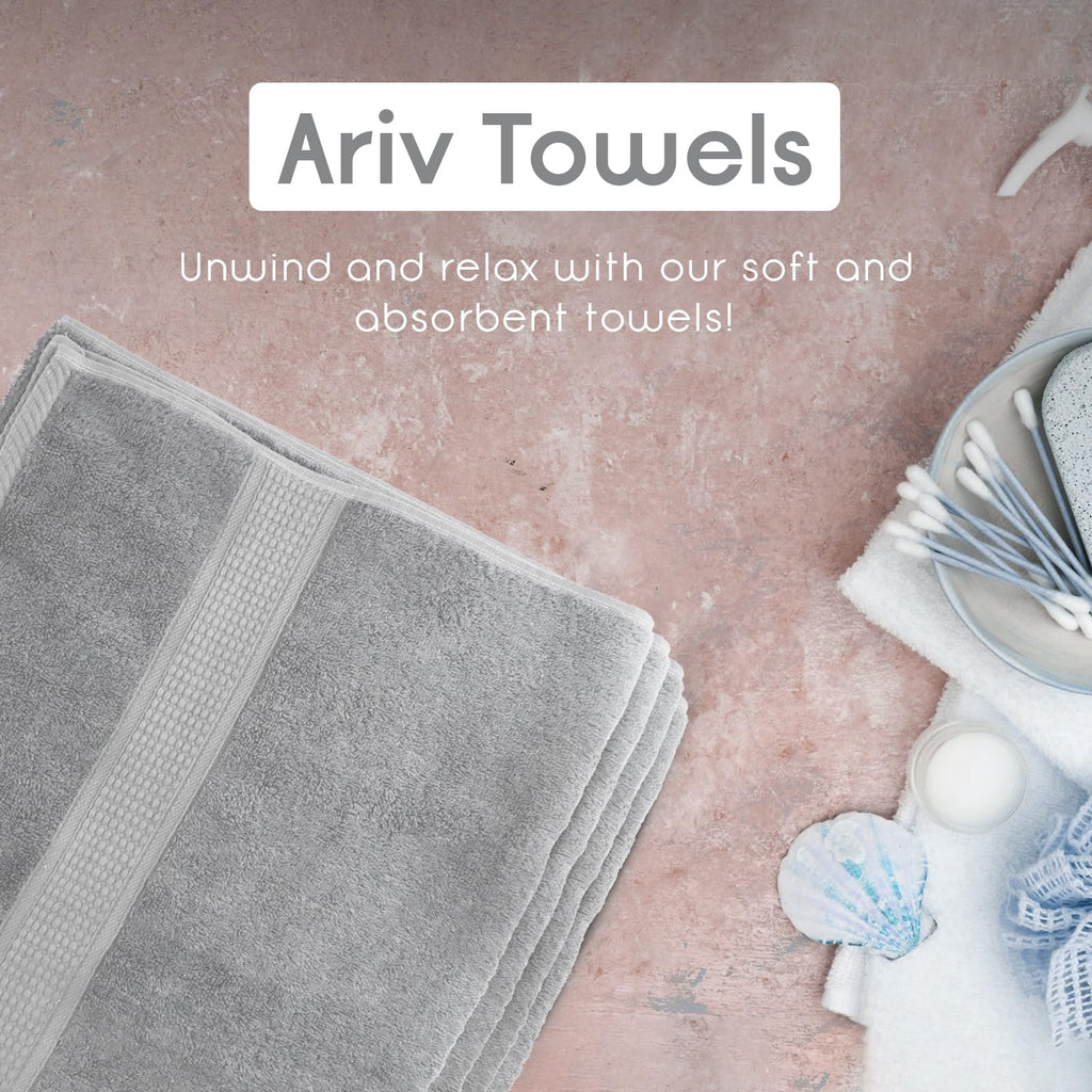 Ariv Premium Bamboo Cotton Bath Towels - Natural, Ultra Absorbent and Eco-Friendly 30" X 52" Platinum