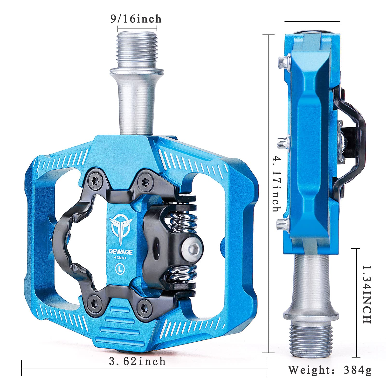 GEWAGE Dual Function MTB Pedals – SPD Compatible 3-Bearing Flat Pedals