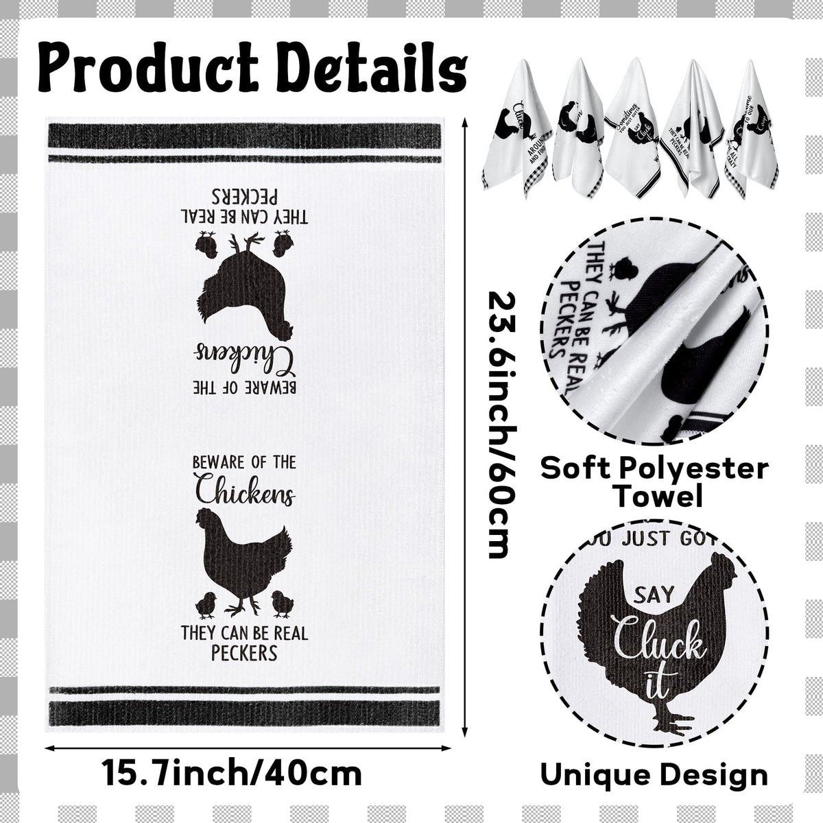 R HORSE 5Pcs Kitchen Dish Towels - Funny Dishcloths Gift, Absorbent - image 3