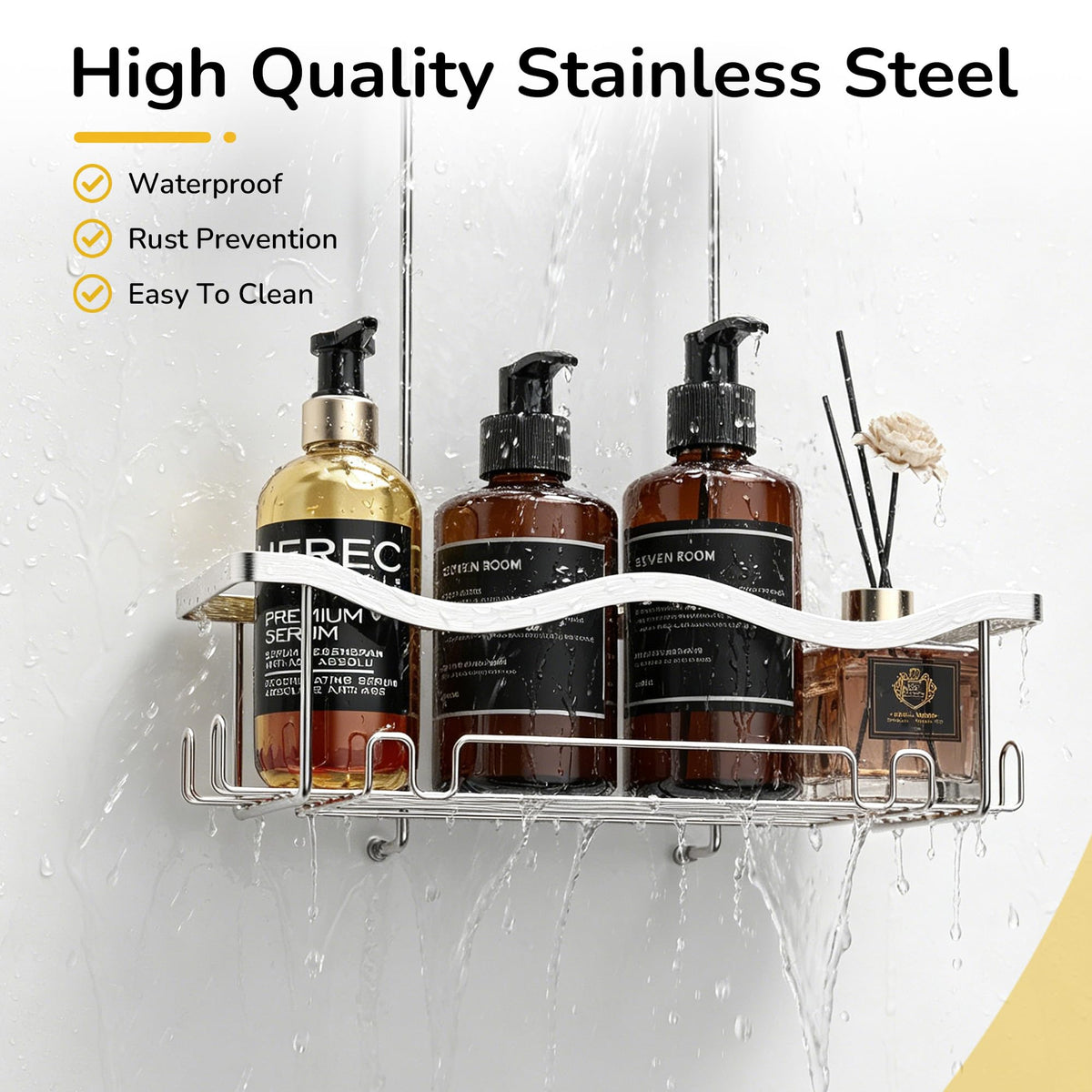 ALOCEO Shower Caddy Hanging No Drilling, Silver Shower Shelf, Shower Storage 304 Stainless Steel Suitable for Use in the Bathroom - image 2