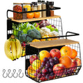 OMISHINE Magnetic Spice Rack & Fruit Basket Set – 2 Tier Metal Kitchen Storage