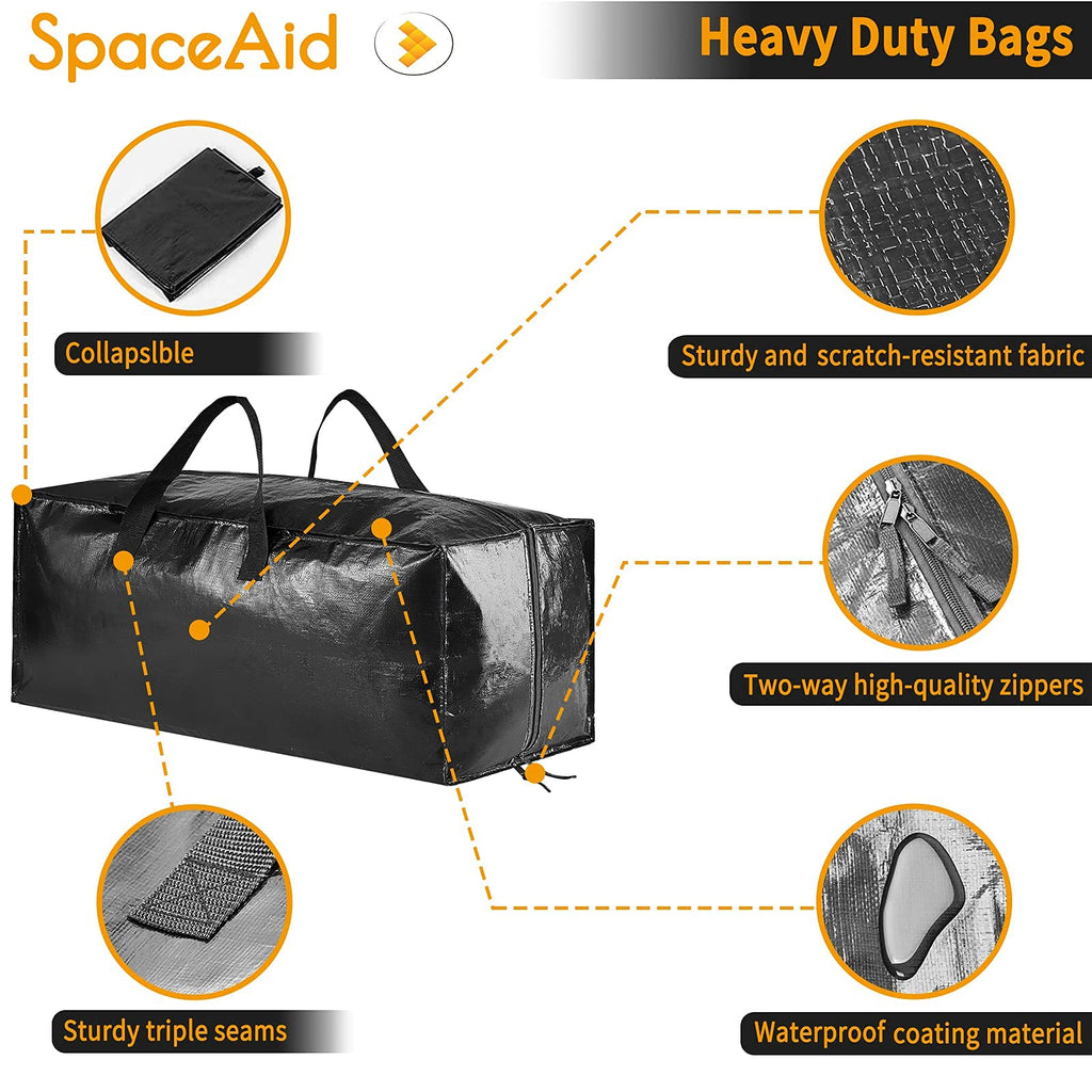 SpaceAid Heavy Duty Moving Bags, Extra Large Storage Totes W/Backpack Straps Strong Handles & Zippers, Alternative to Moving Boxes - image 4