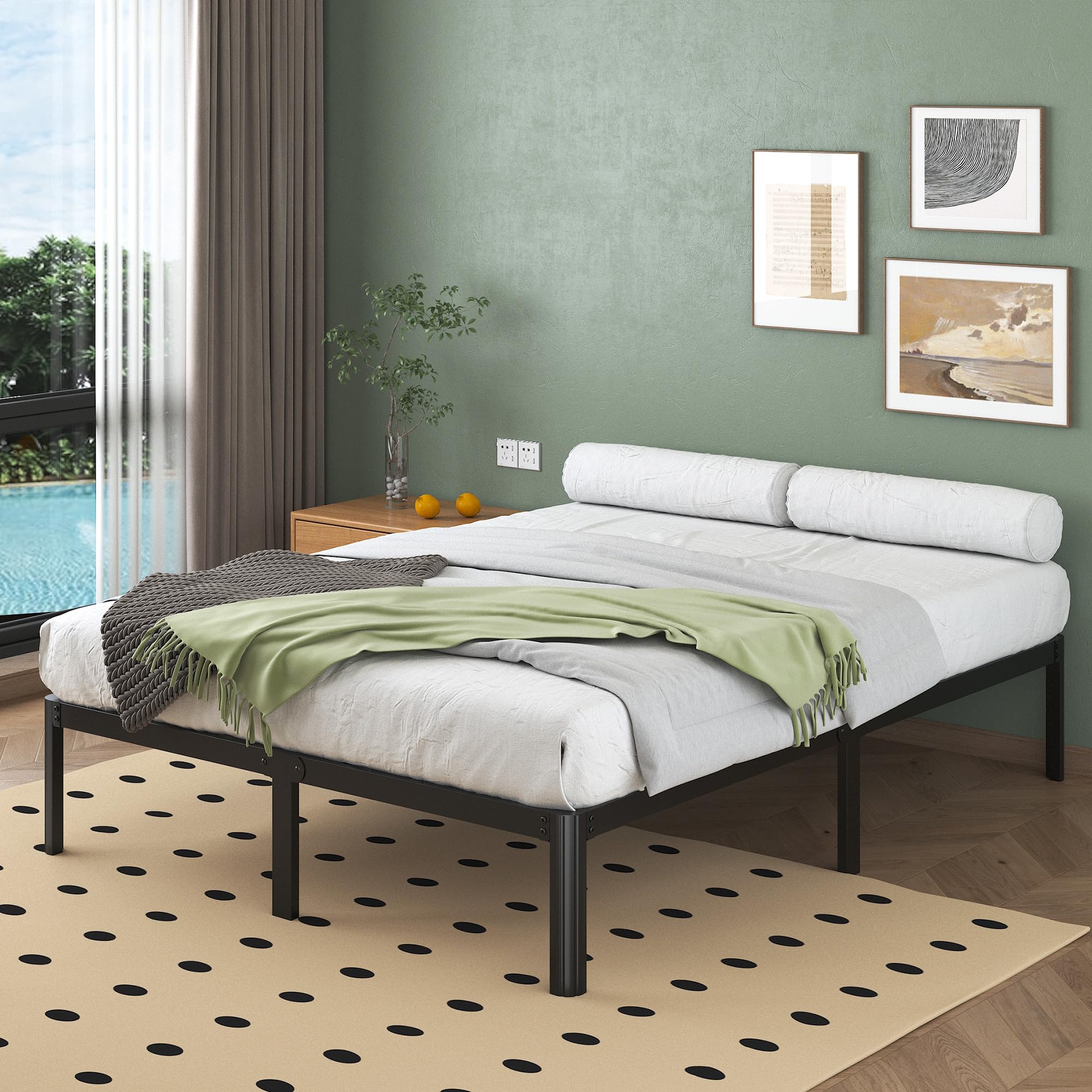 Lutown-Teen Double Metal Bed Frame 140x190 – Heavy Duty with Storage