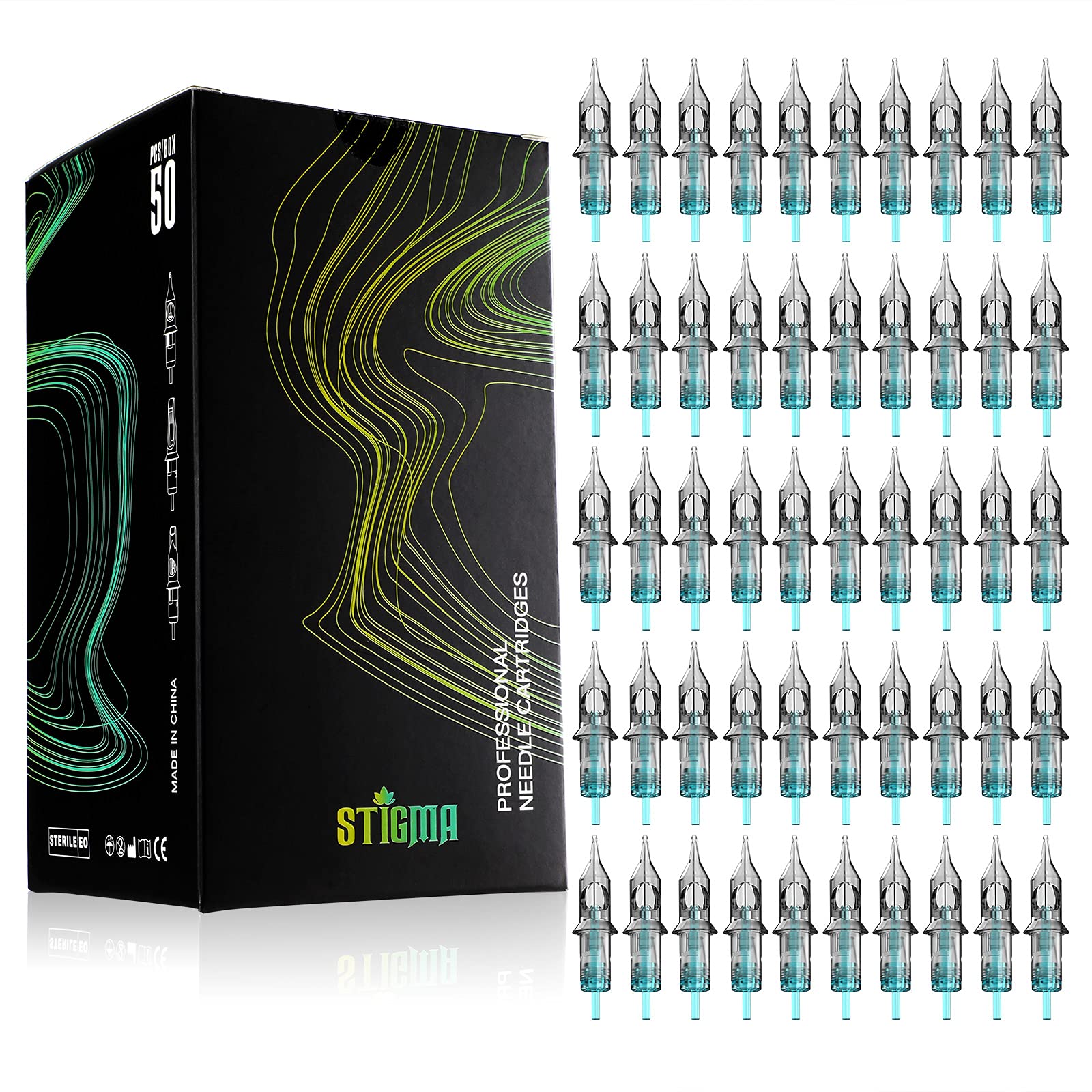 STIGMA 50Pcs Tattoo Cartridges - Mixed Round Liner Disposable Needles