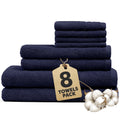 Novo Home 8-Piece Cotton Bath Towel Set – Navy Blue Soft & Absorbent