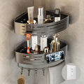 Voldra Corner Shower Caddy – 2 Pack Adhesive Aluminum Shelves with Hooks
