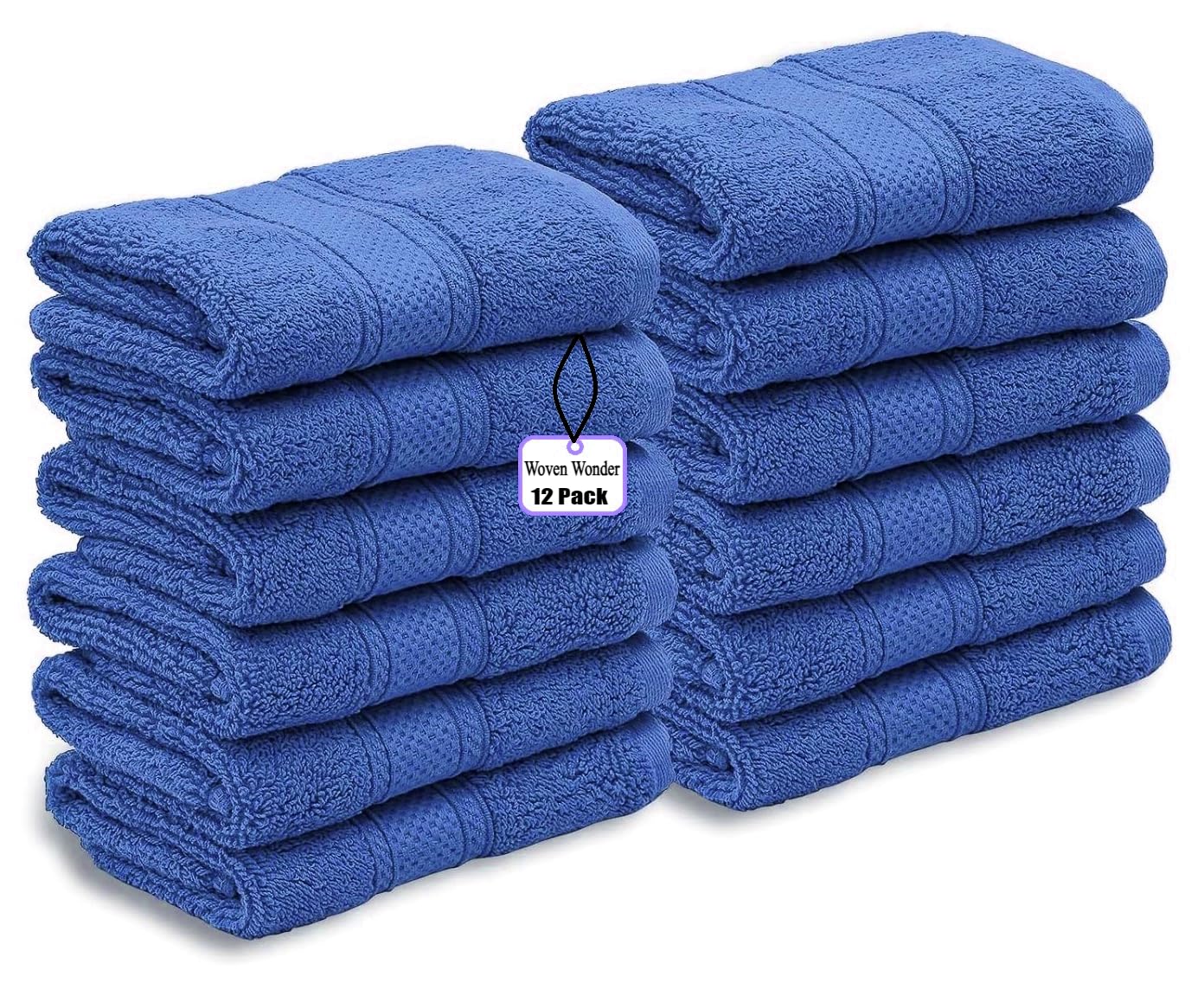 WovenWonder 100% Egyptian Cotton Face Cloths - 12 Pack Soft 500GSM Towels