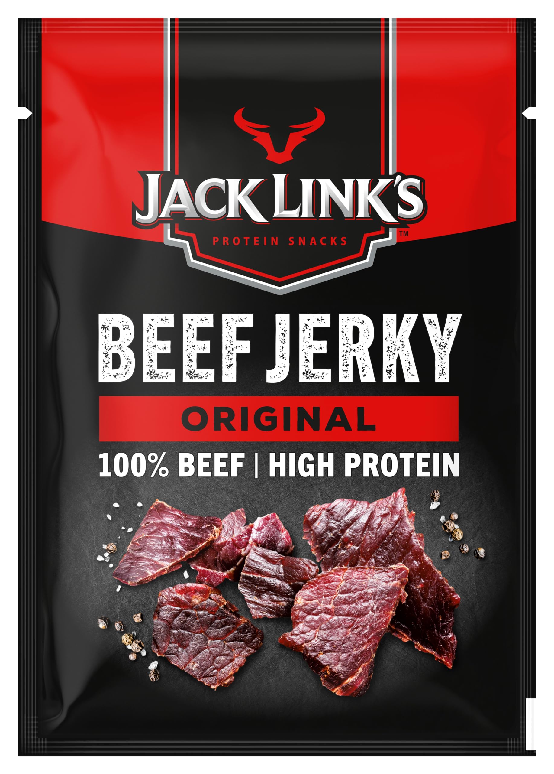Jack Link's Original Beef Jerky – High Protein Meat Snack, 12 x 25g