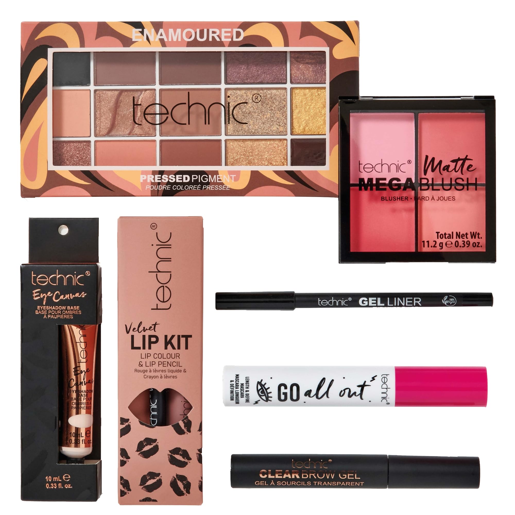 Technic Enamoured 8 Piece Full Face Makeup Gift Set – Vegan & Cruelty Free