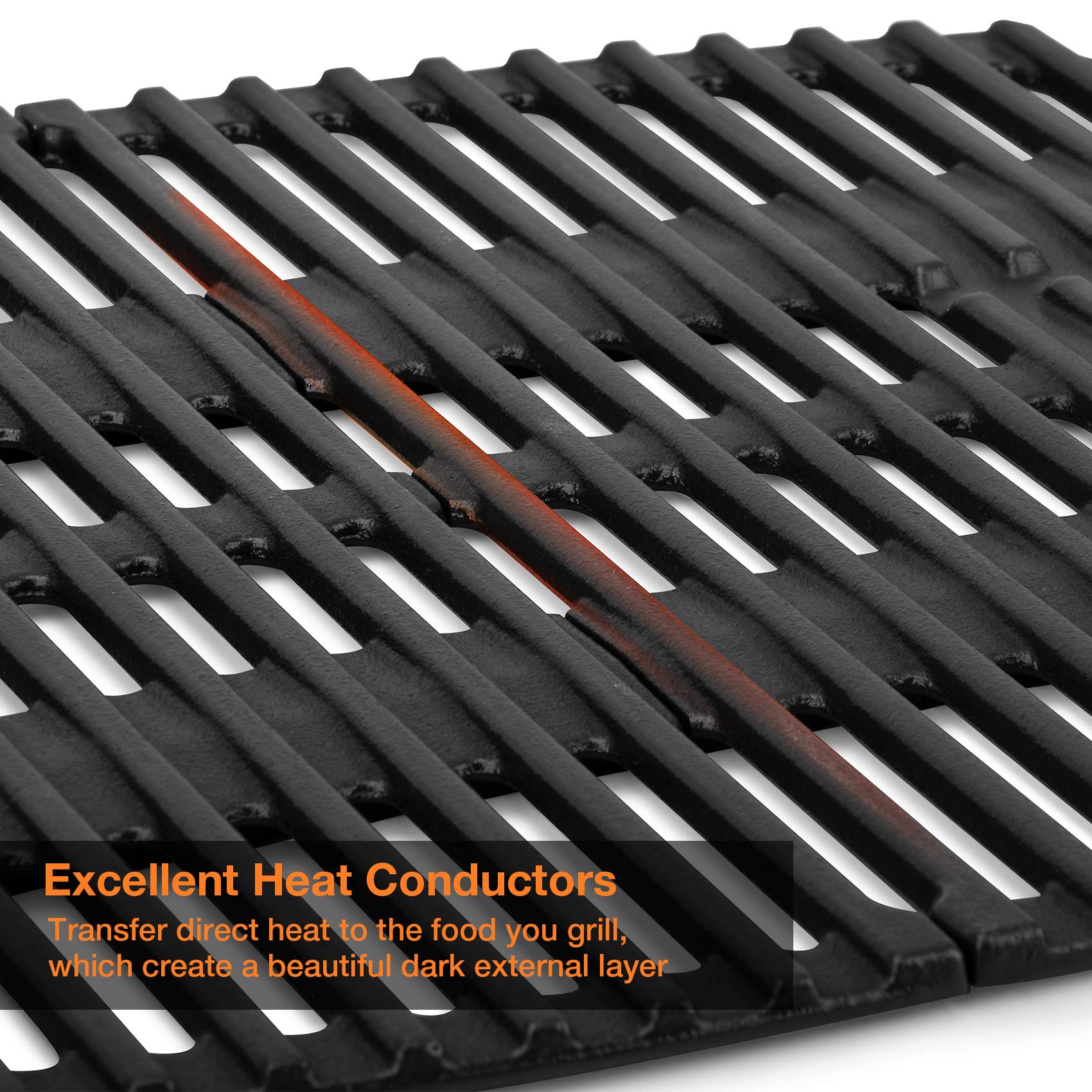 Onlyfire Cast Iron Cooking Grates for Weber Q1000 Q1200 Q1400, 2-Pack
