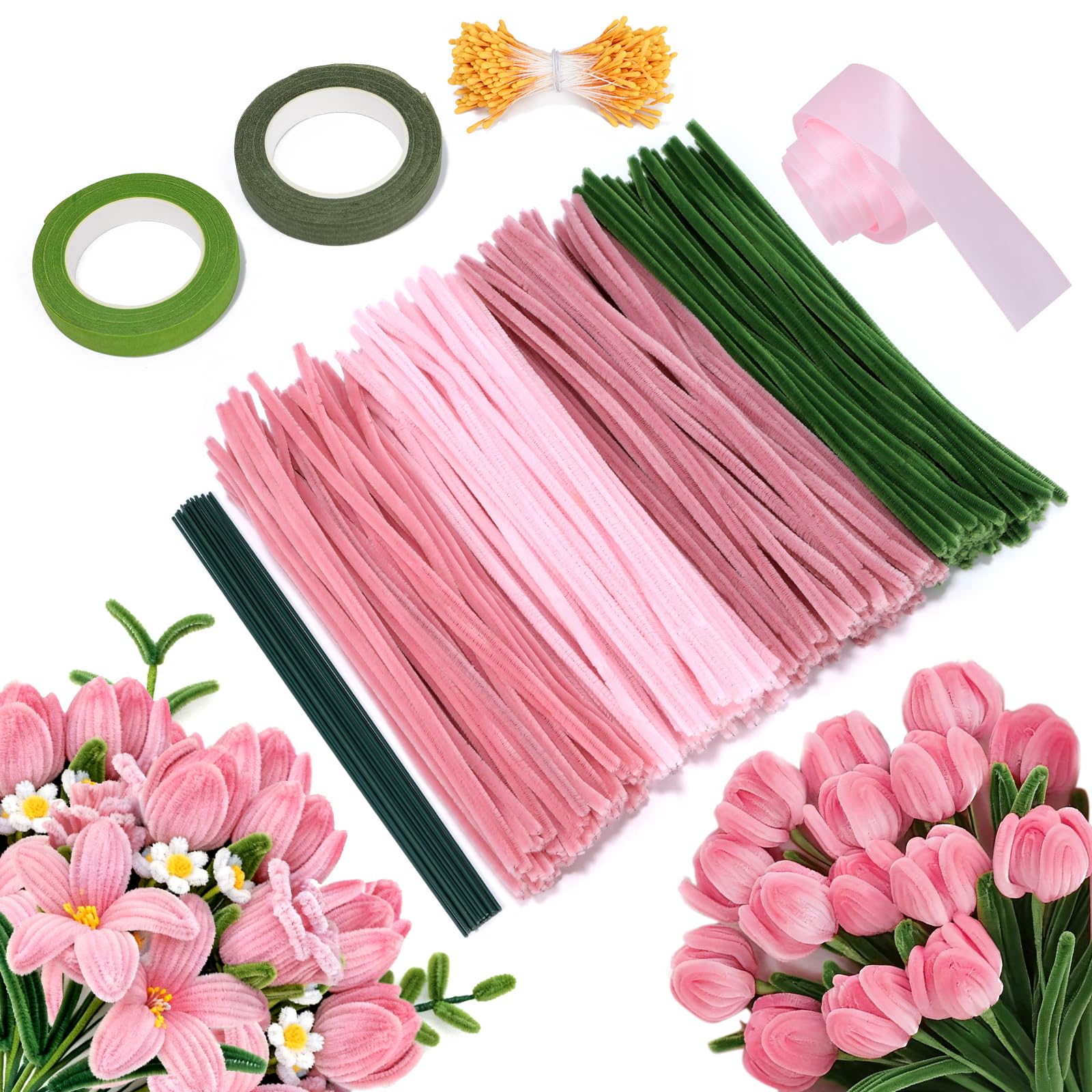 300PCS Pipe Cleaners Craft Kit | DIY Floral Arrangement Set