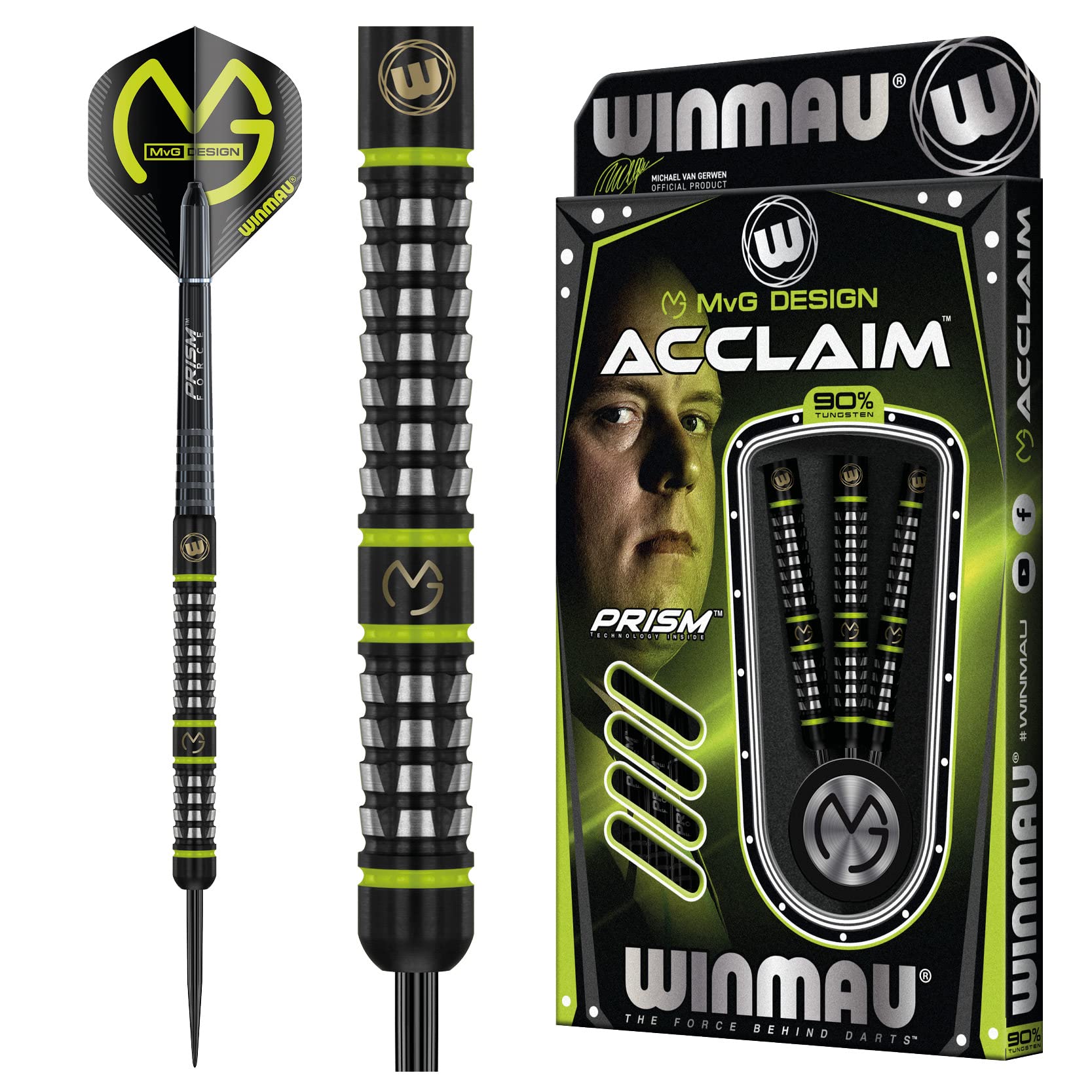 Winmau MvG Acclaim 90% Tungsten Steel Tip Darts Set - 25g Professional