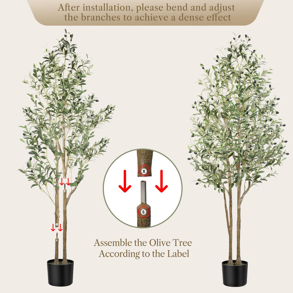Alupssuc 6FT Artificial Olive Tree | Lifelike Faux Silk Floor Plant for Home