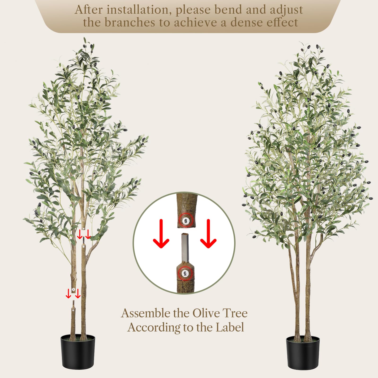Alupssuc 6FT Artificial Olive Tree | Lifelike Faux Silk Floor Plant for Home