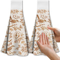 CUTHOLLOW 2Pcs Orange Flower Microfiber Tea Towels | Hanging Dish Towels