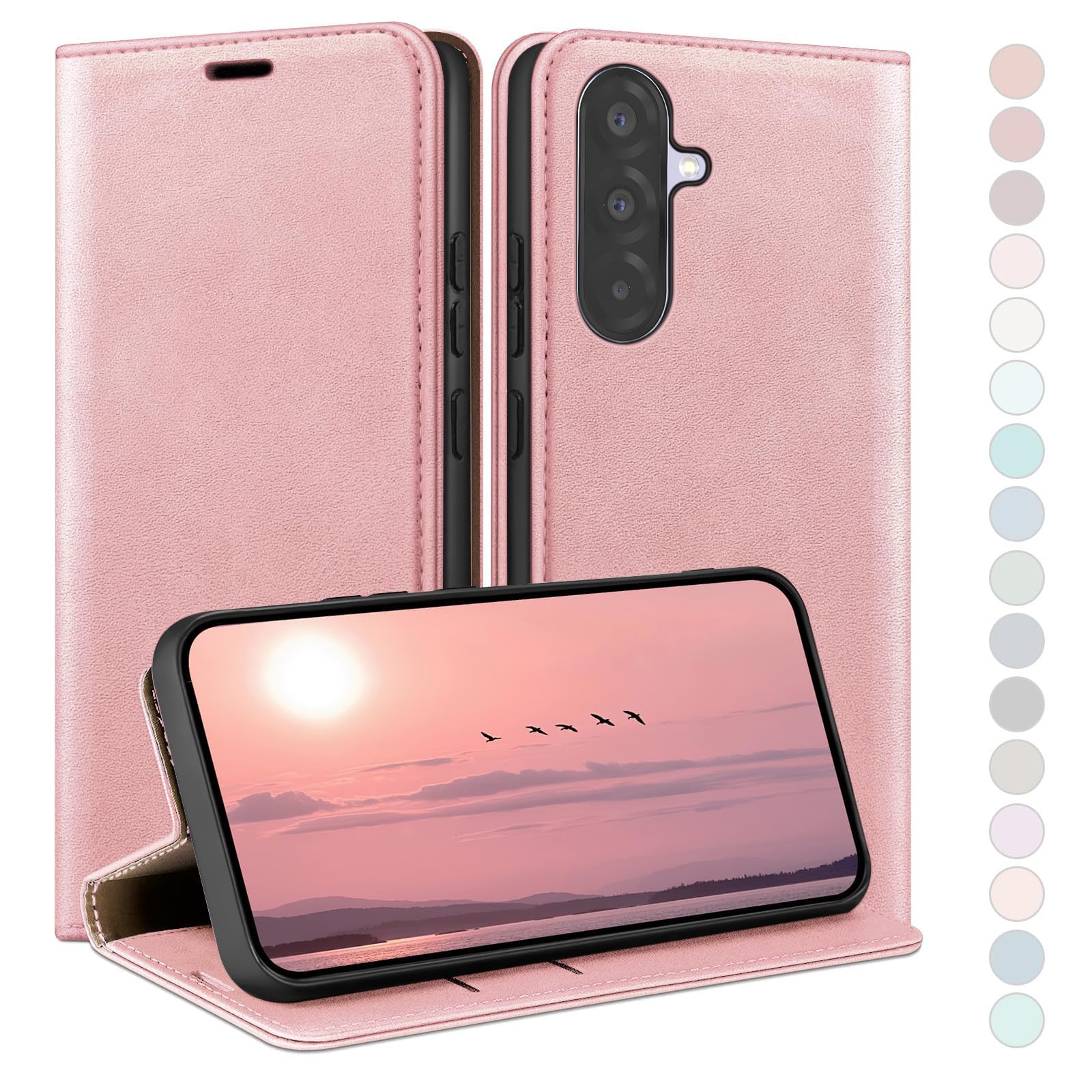 HUOUH Samsung Galaxy A56 Wallet Case - RFID Blocking Leather Folio