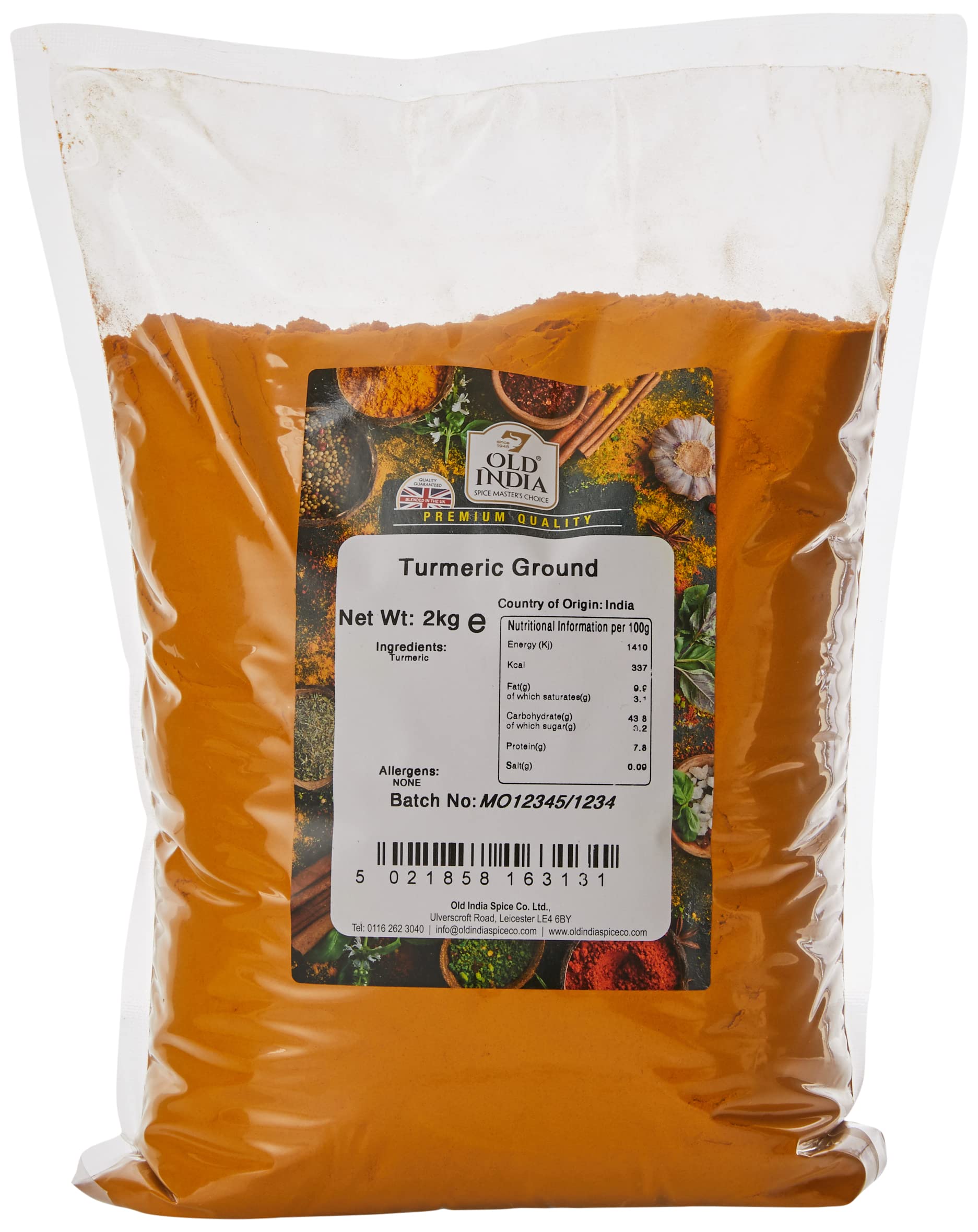 Old India Ground Turmeric Powder - Bulk Indian Cooking Spice, 2kg