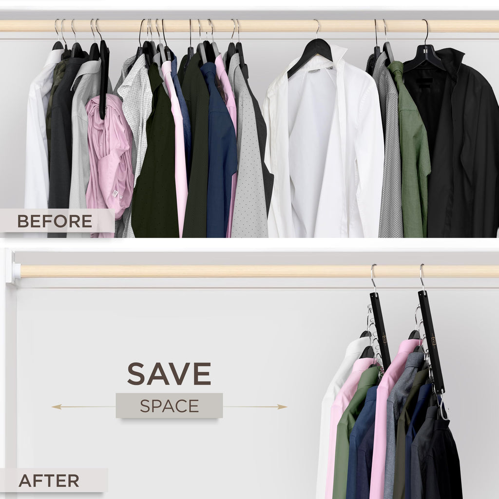 MORALVE Space Saving Hangers for Wardrobe – 4 Pack European Beechwood 6-Tier Shirt Organiser with 360° Swivel Hook - image 3