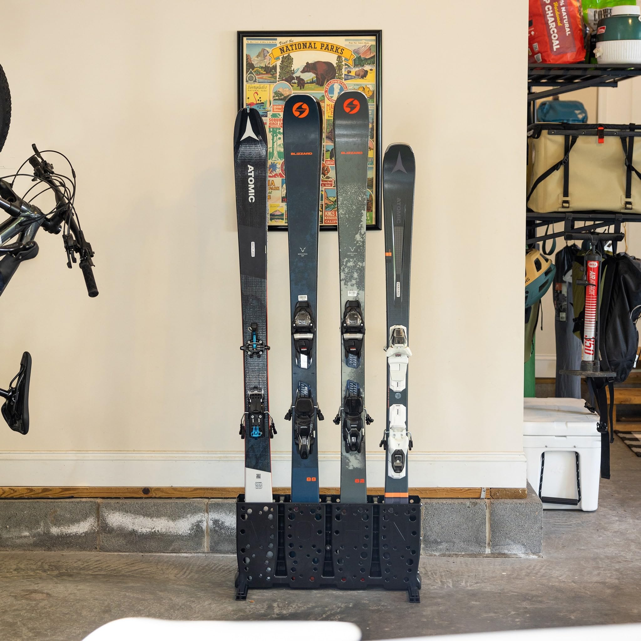 StoreYourBoard Freestanding Ski Storage Rack | 4 Pair Floor Mount