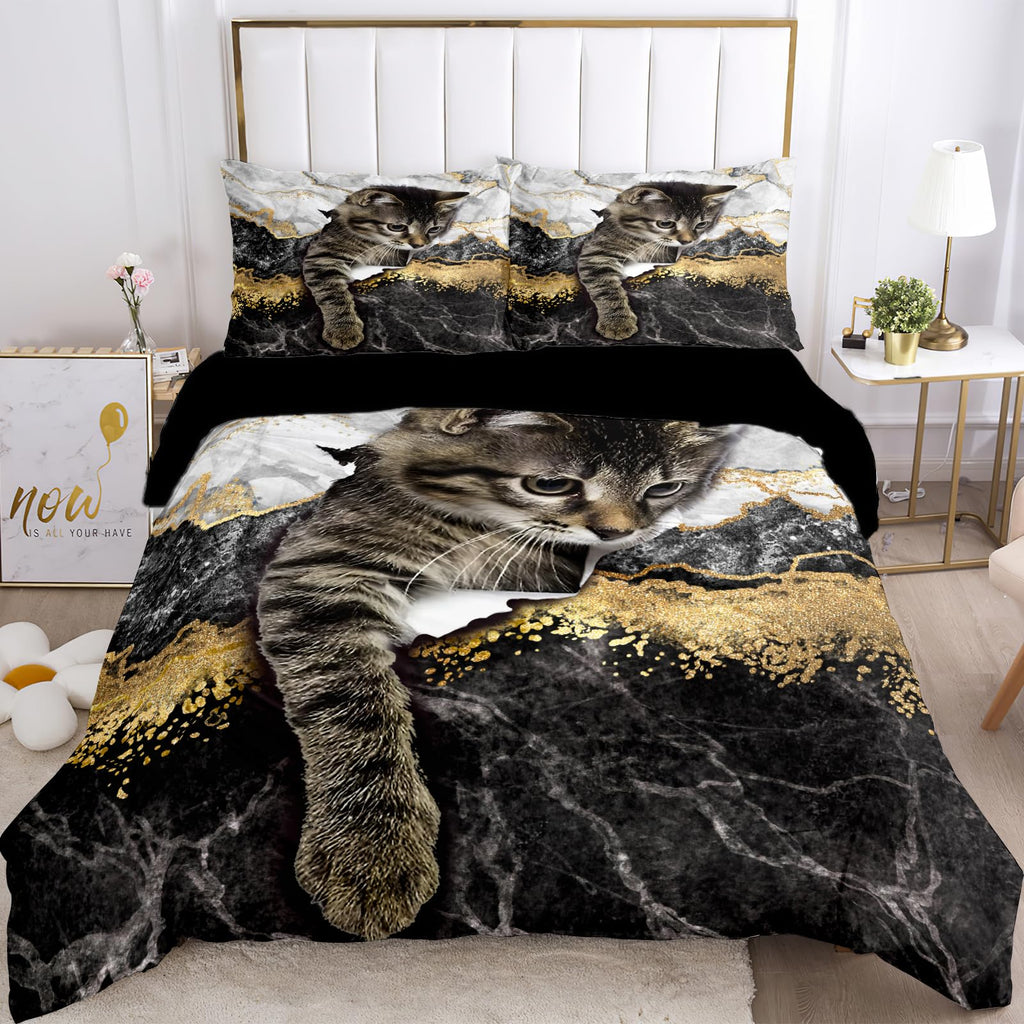 VTRXEG Cat Bedding Set | 3-Piece Soft Microfiber Duvet Cover (260x240cm)