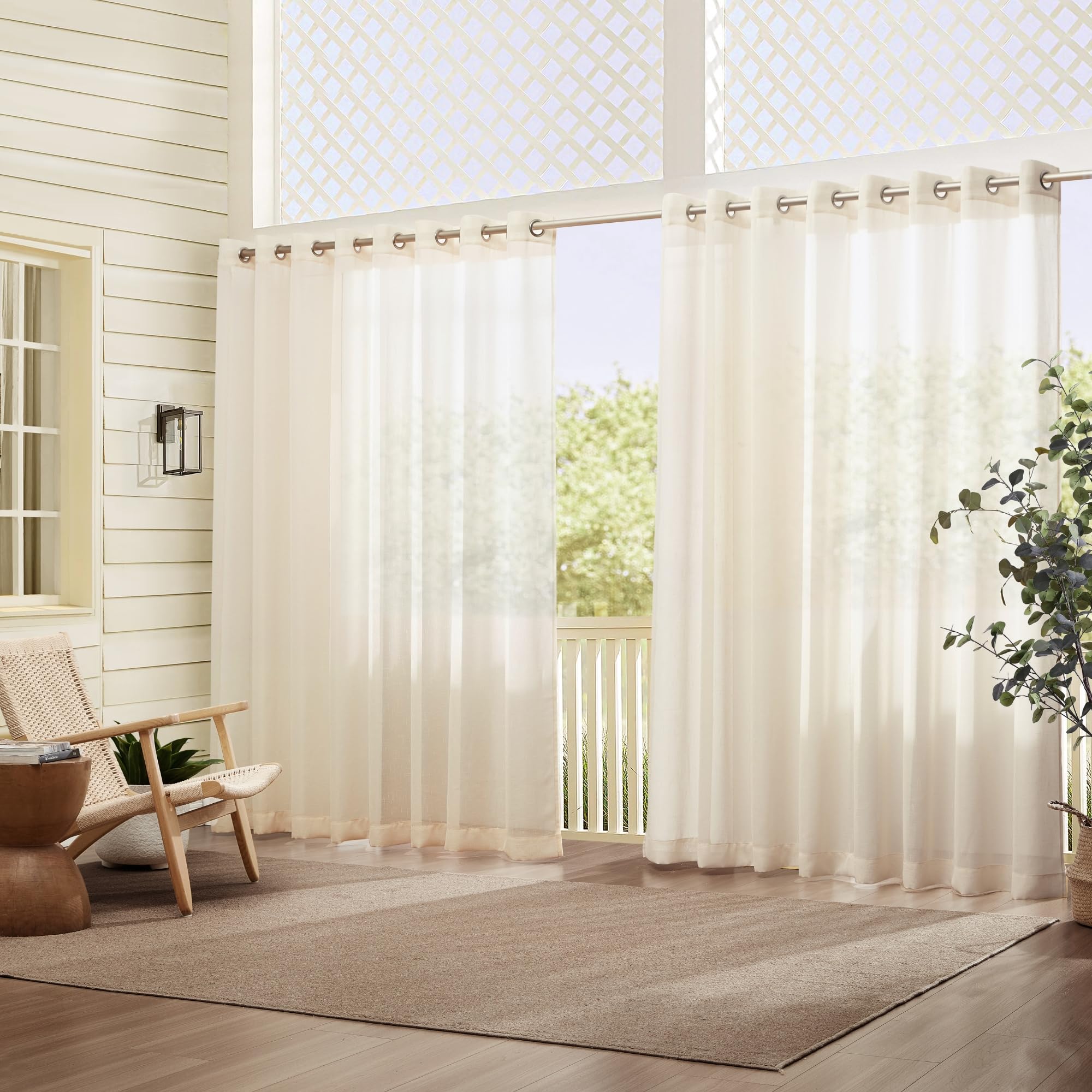 Elrene Carmen Sheer Outdoor Curtain – Weatherproof Extra-Wide Grommet Panel