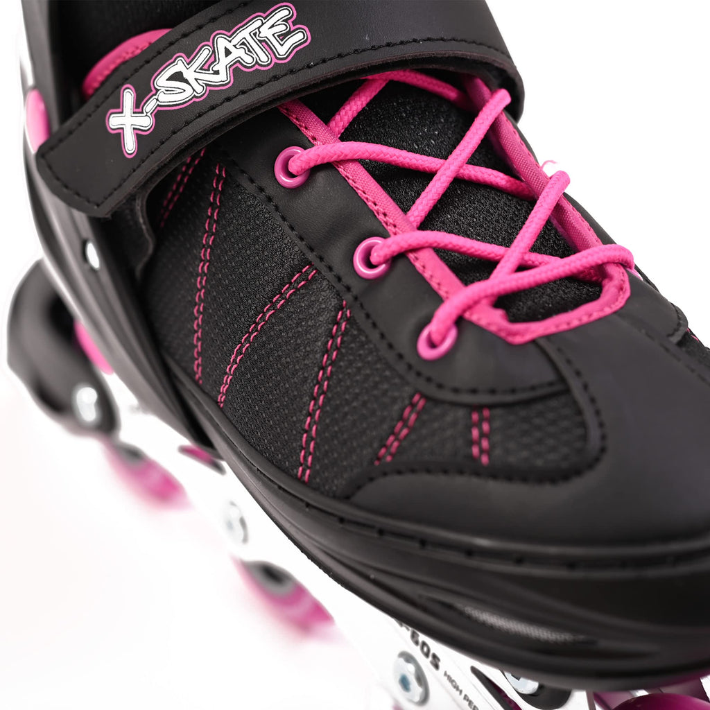 M.Y X-Skate Adjustable Pink Inline Roller Skates for Kids - Large