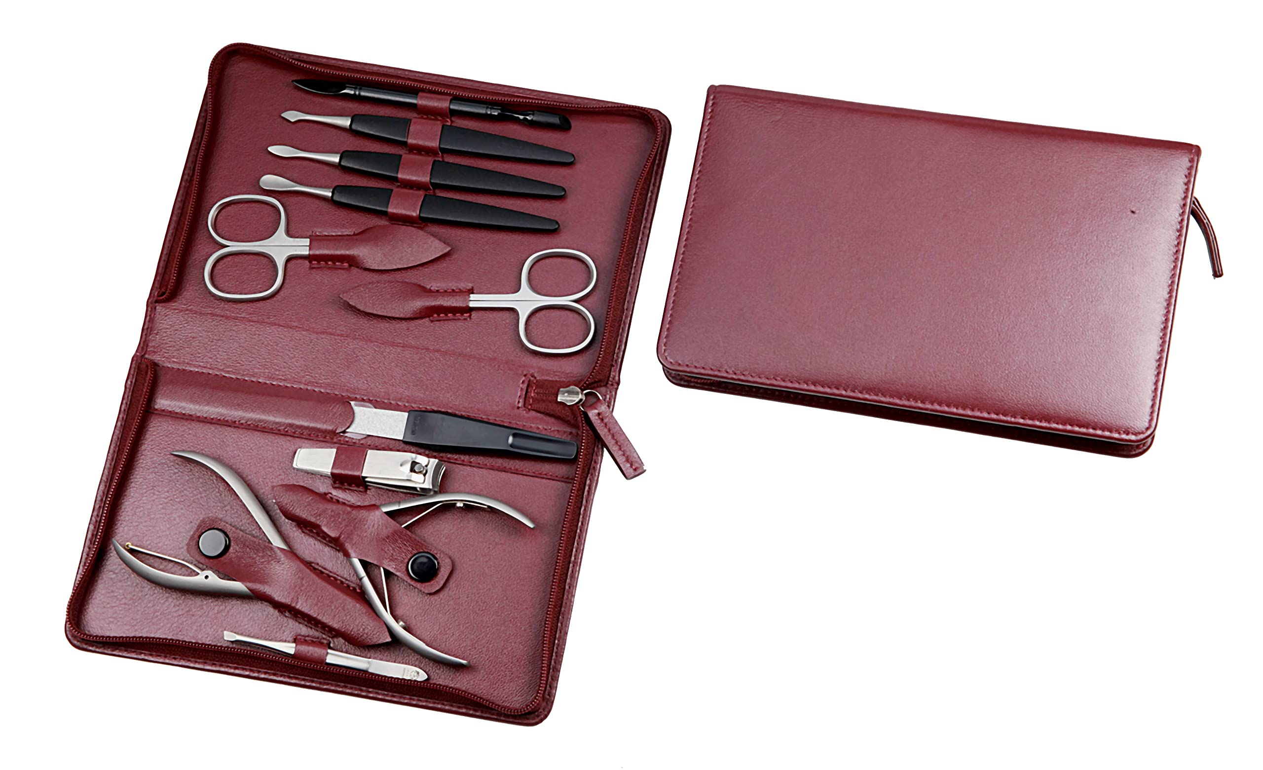 Hans Kniebes Germany 11-Piece Manicure Set | Nappa Leather Case