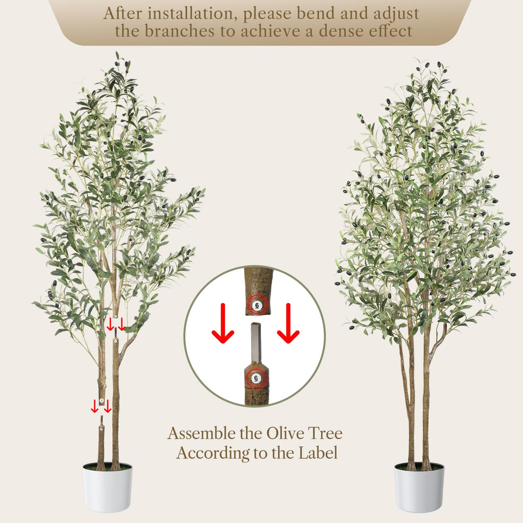 Alupssuc 6FT Artificial Olive Tree with White Pot | Faux Silk Floor Plant