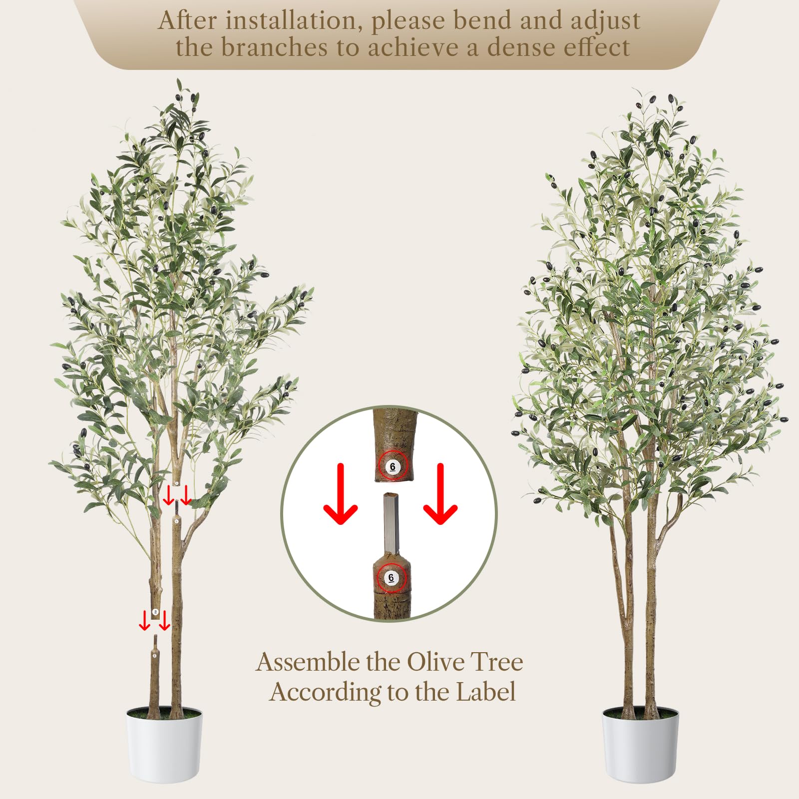 Alupssuc 6FT Artificial Olive Tree with White Pot | Faux Silk Floor Plant