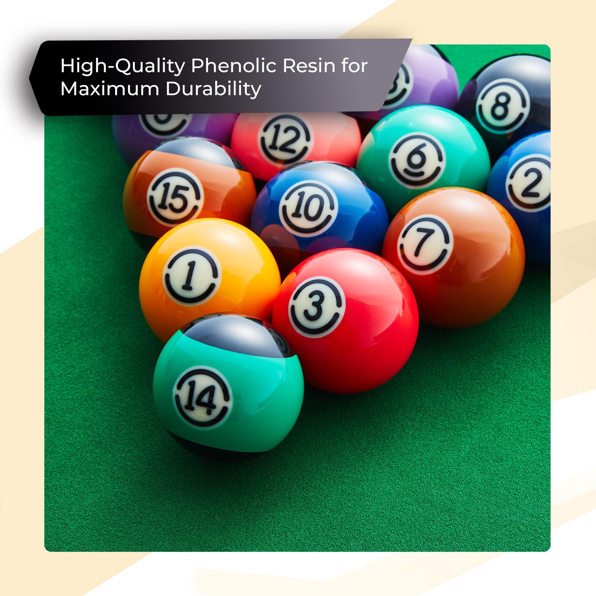 Cue-King Black Edition Pool Balls | Phenolic Resin 2.25" Regulation Set